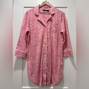 NWOT Lauren Ralph Lauren Pink Floral Sleep Shirt Nightgown Size L